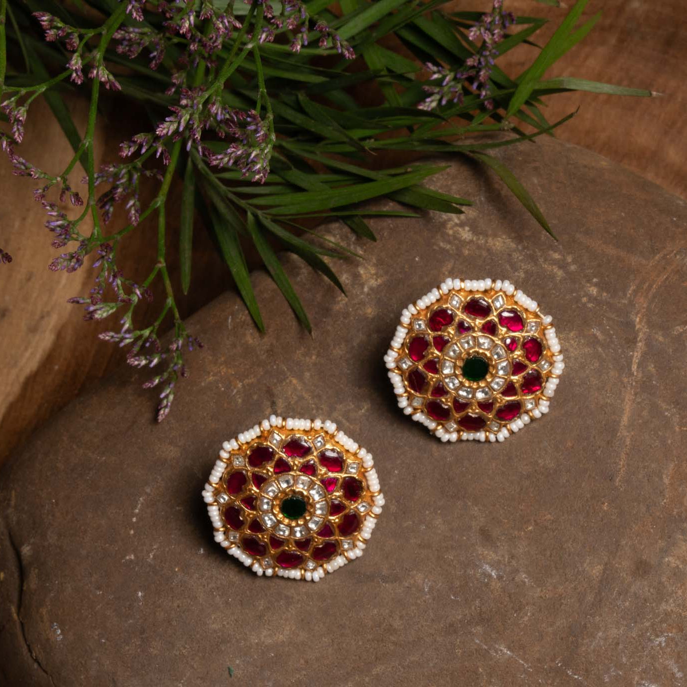Floral Kundan Studs