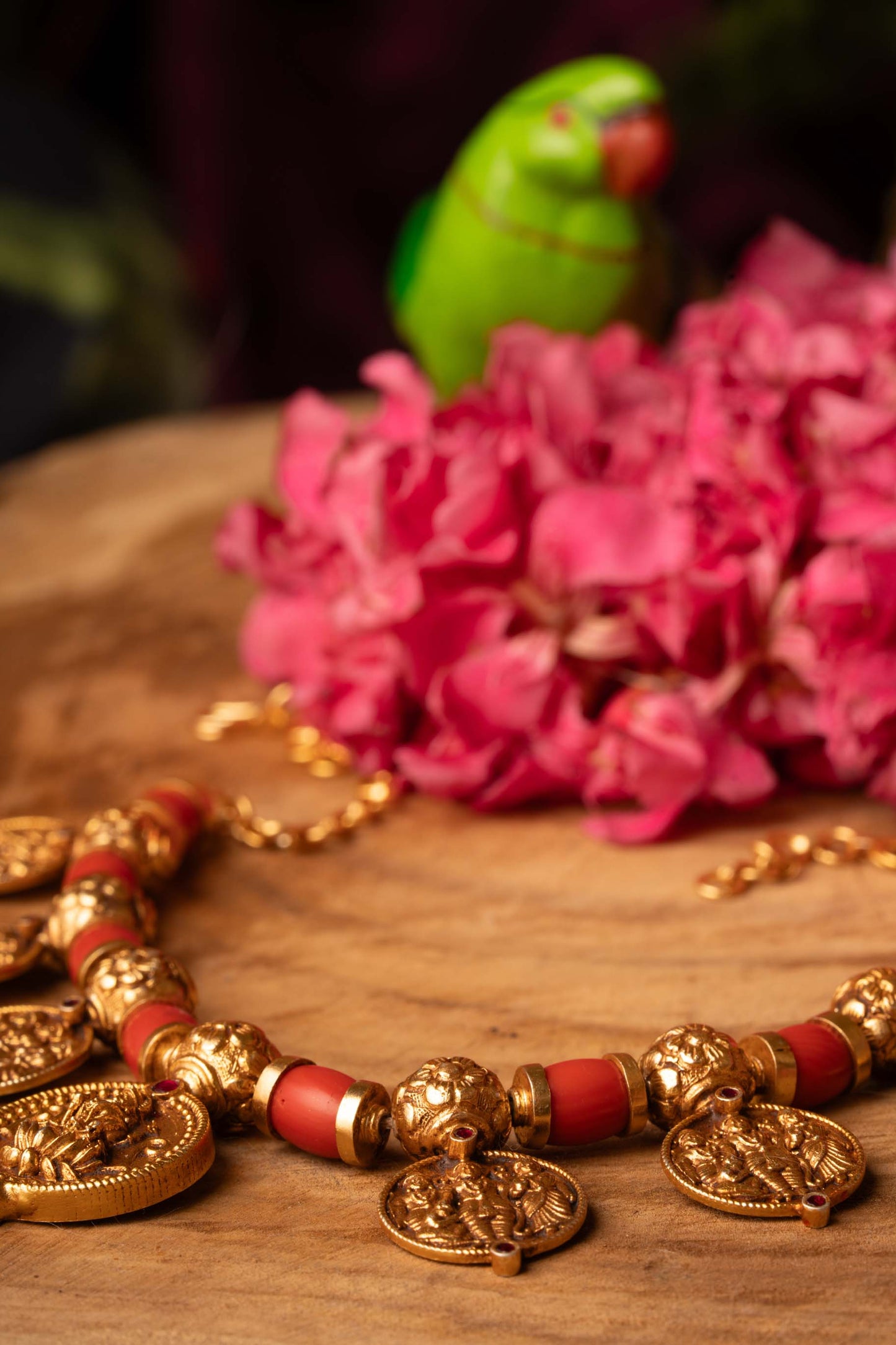 Antique Lakshmi Motifs Necklace with Corals Beads
