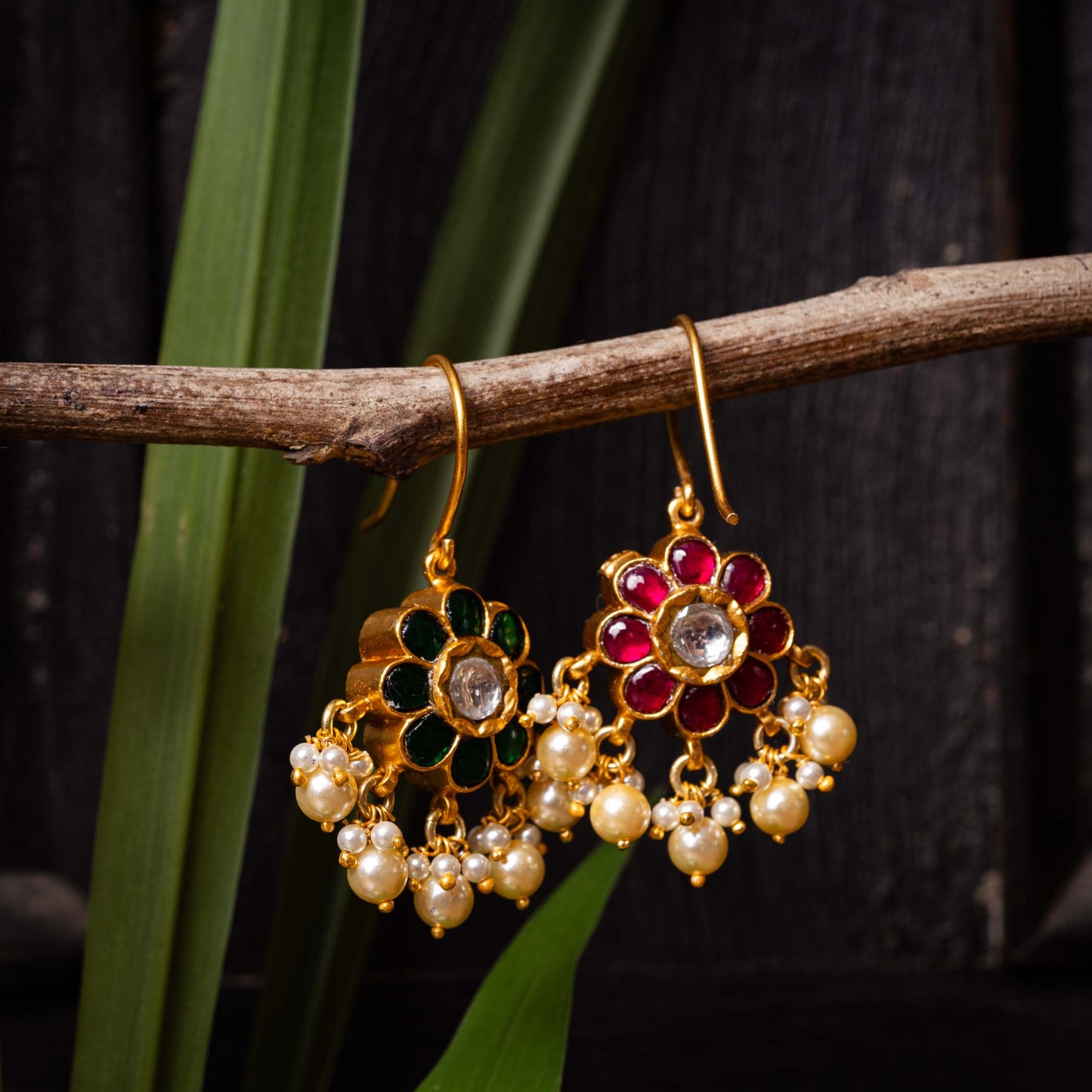 Kundan Floral Twist Drops