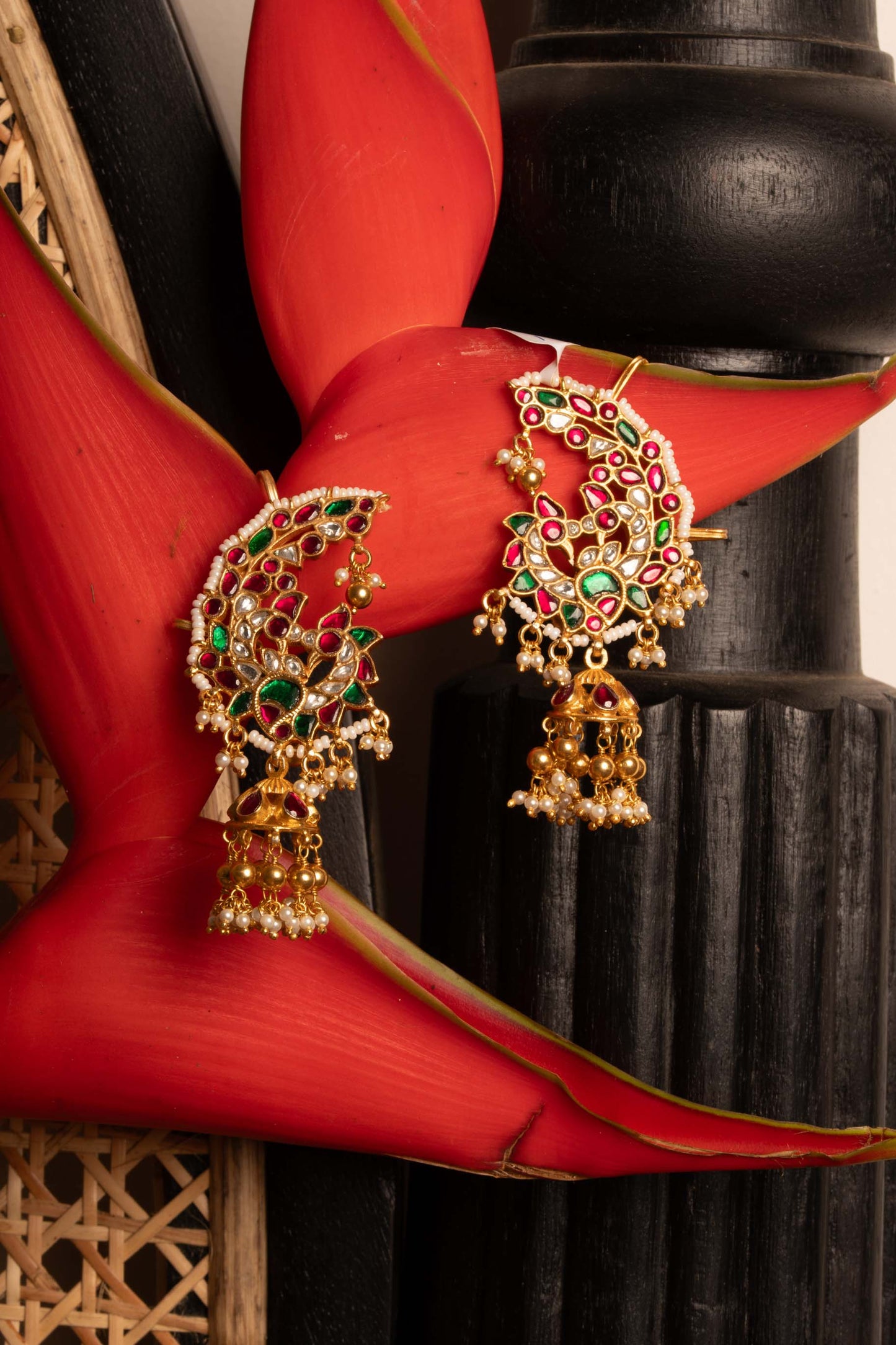 Kundan Peacock Earcuff