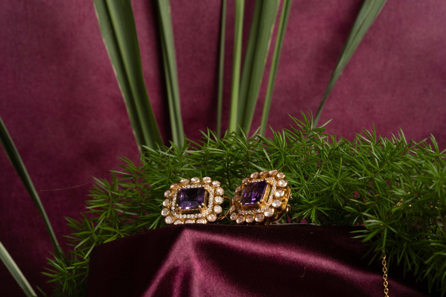 Amethyst Polki Studs