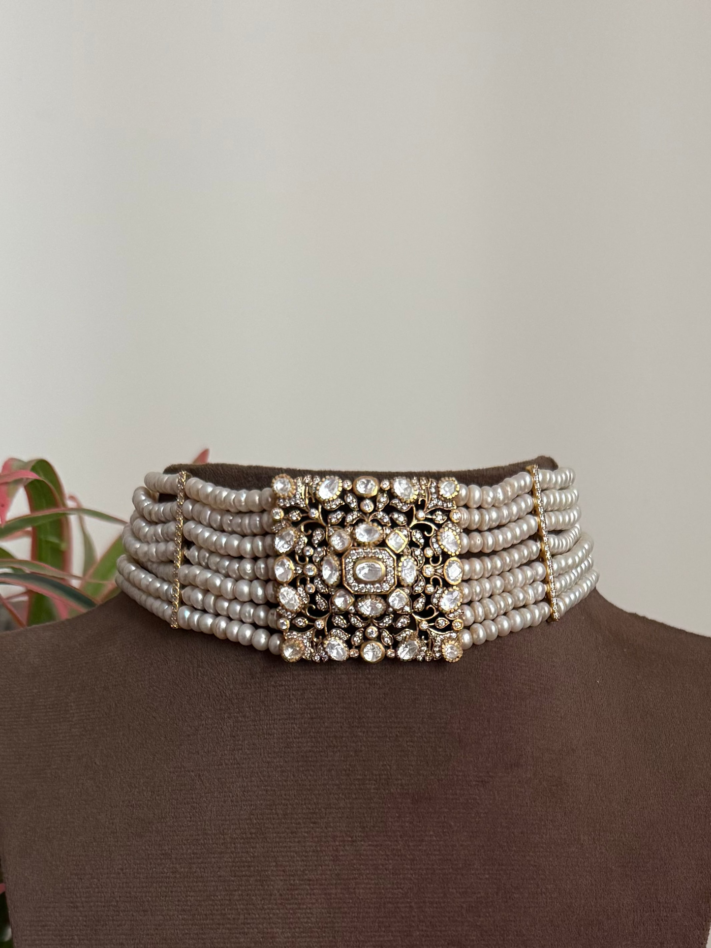 Moissanite Pearl Chocker