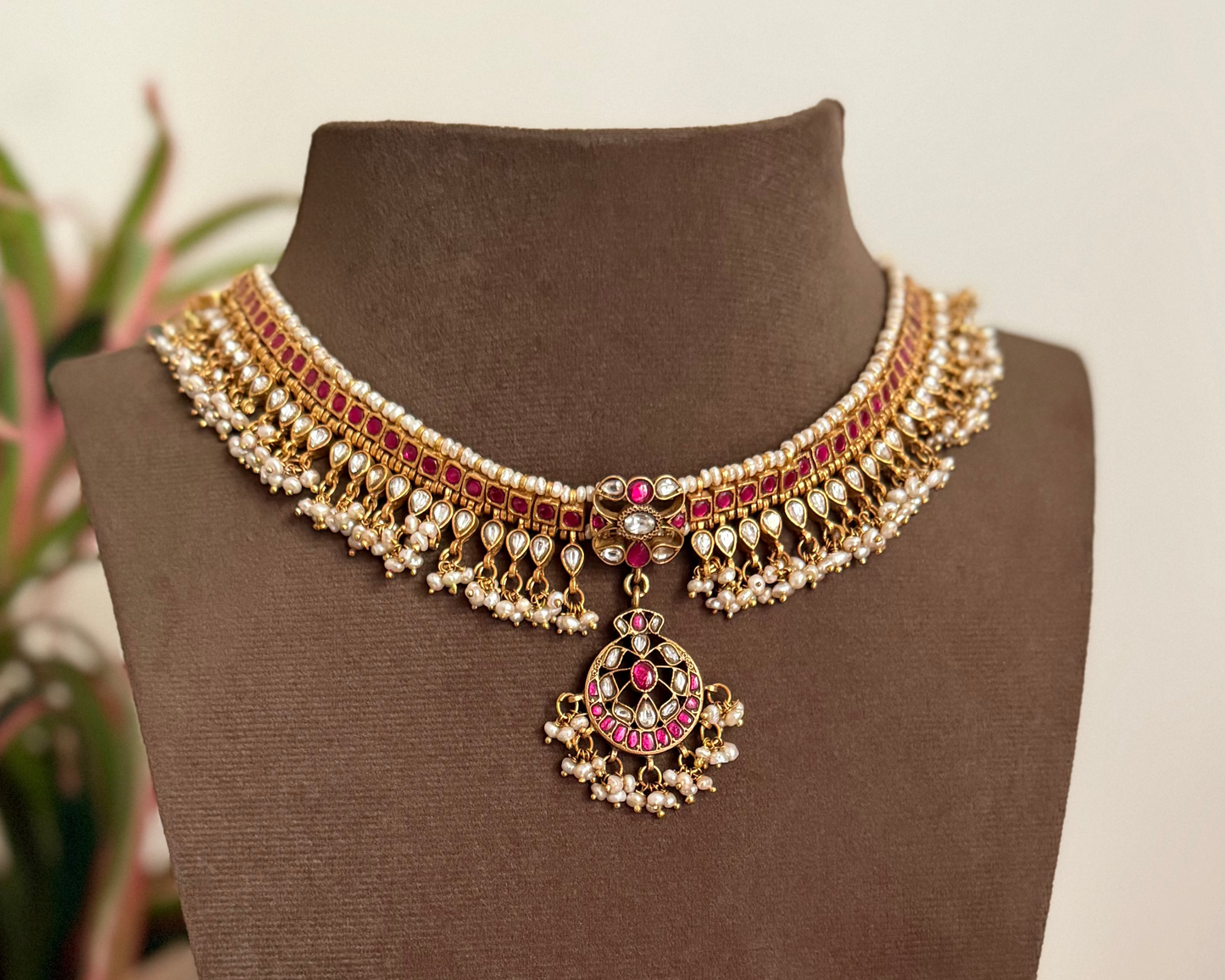 Kundan Necklace with Peral Guttus