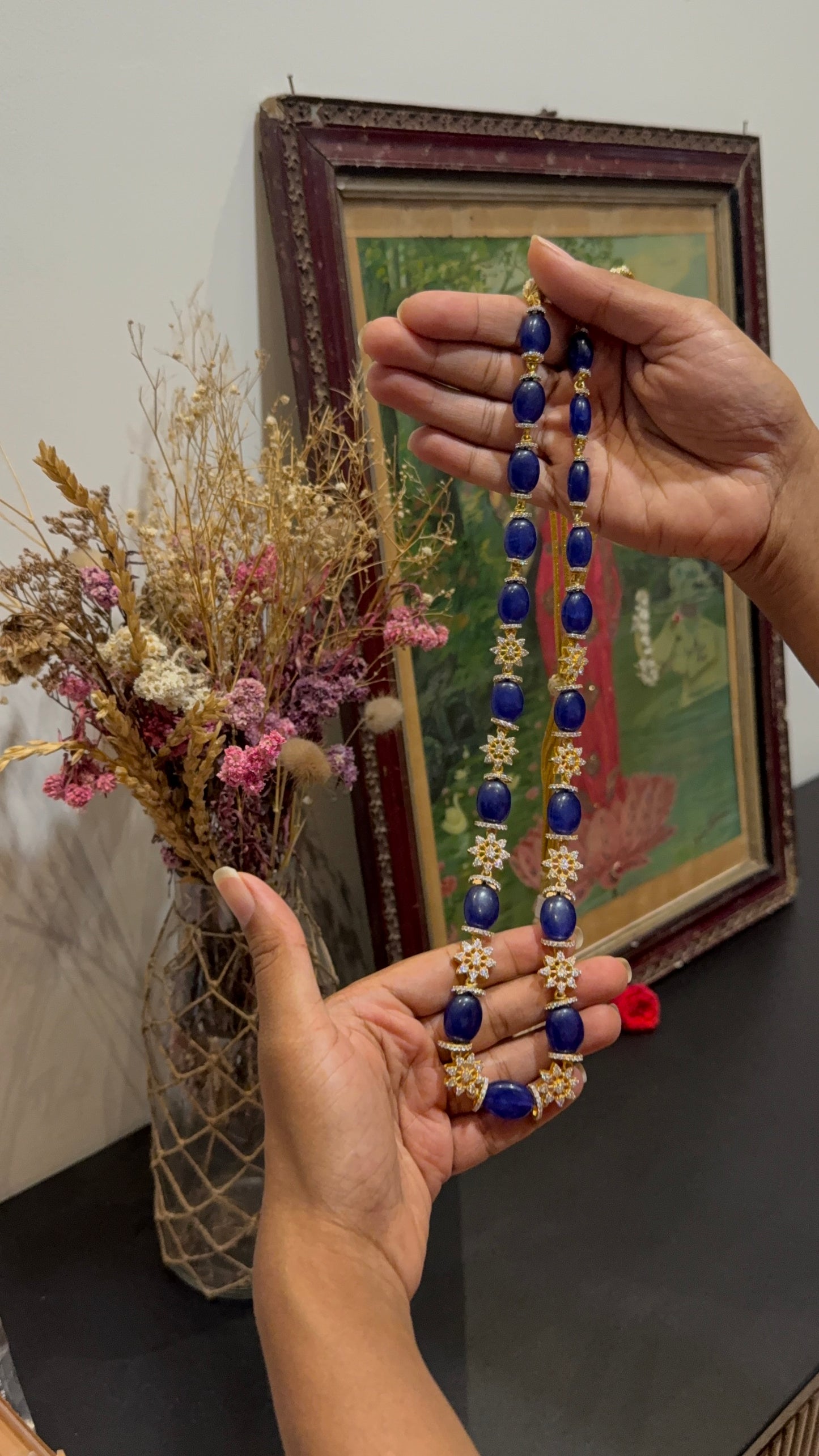 Sapphire Polki Beads Chain