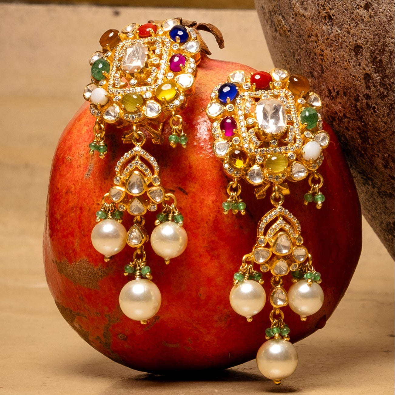 Polki Navaratna Necklace Set