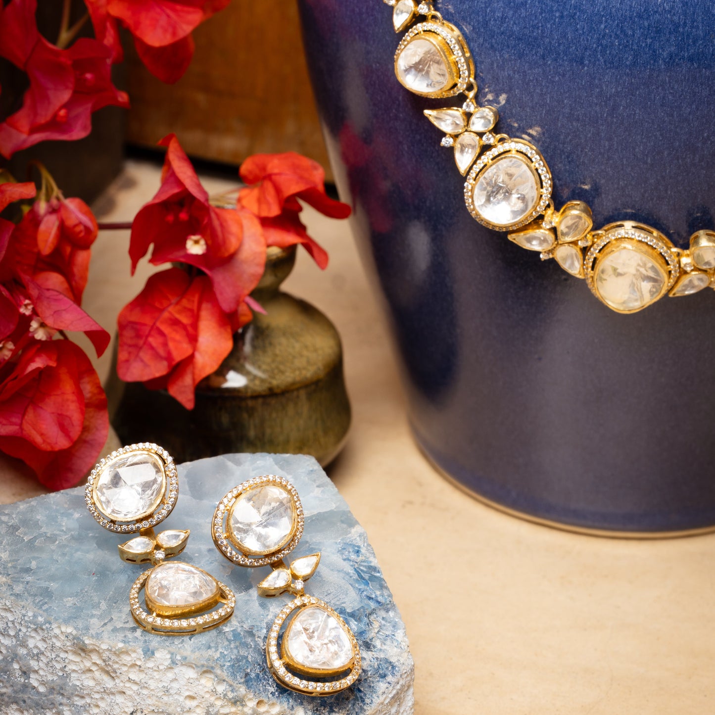 Polki Moissanite Necklace Set