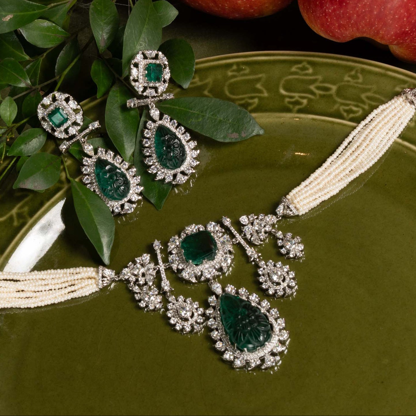 Emerald Pearl Swarovski Set