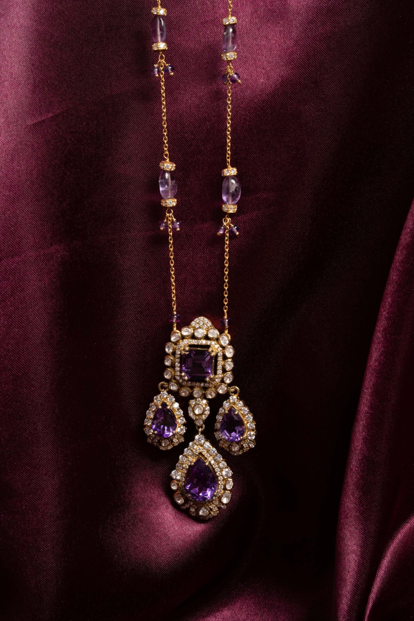 Amethyst Polki Chain