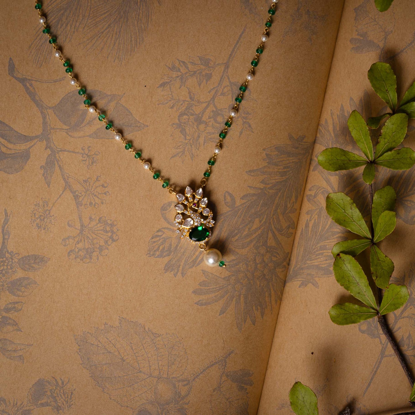 Peacock Polki Dollar Chain