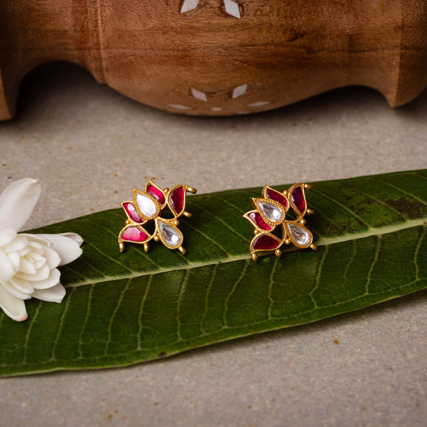 Lotus Kundan Studs