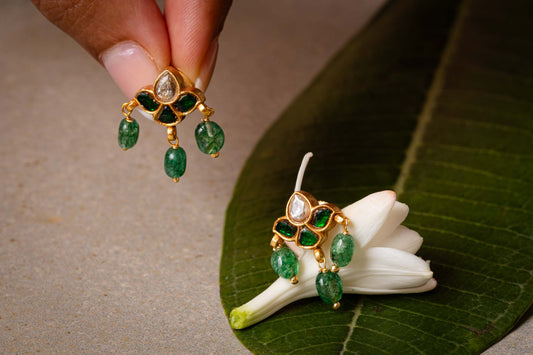 Kudan Studs With Green Drops
