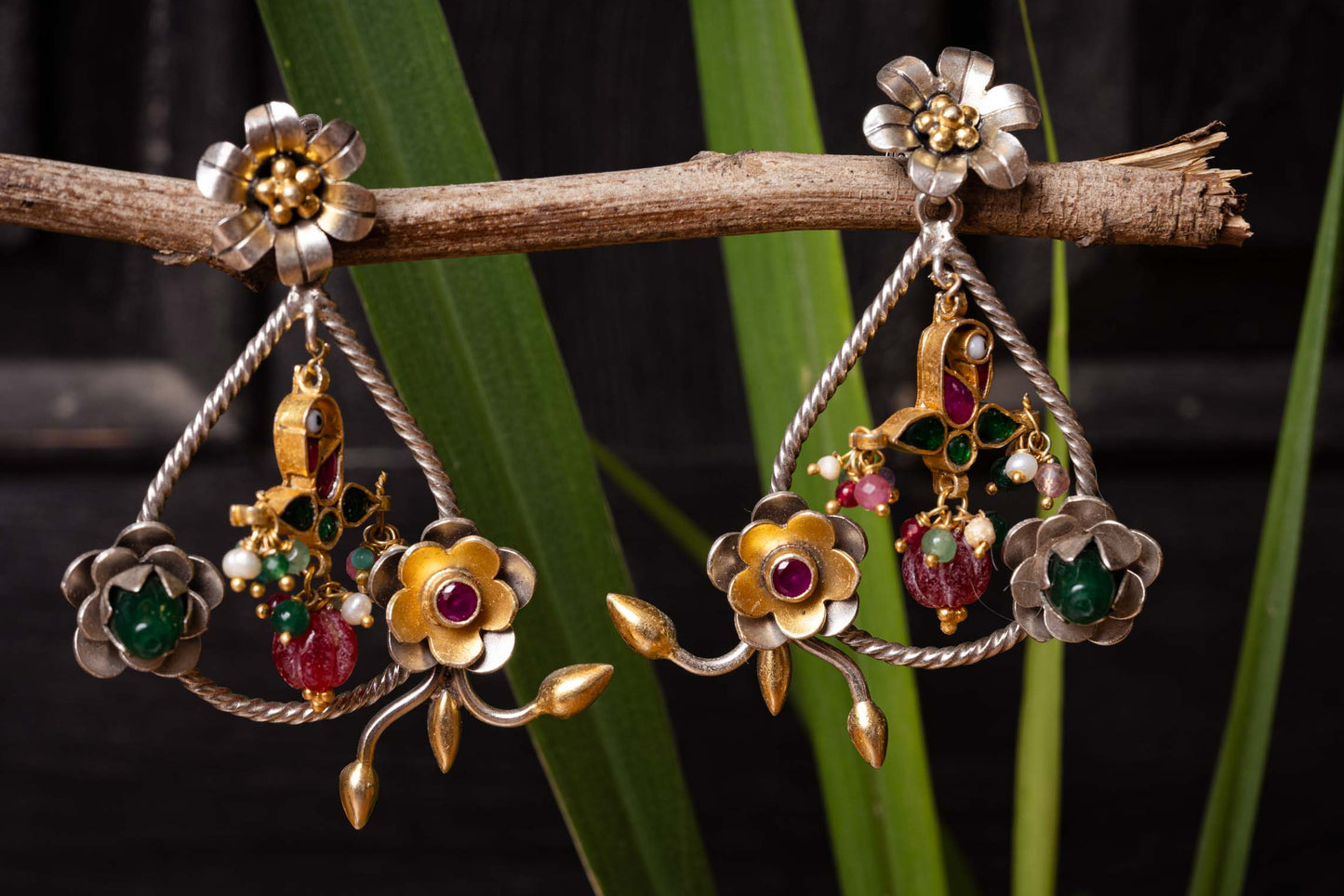 Dual Tone Floral Chandbali's