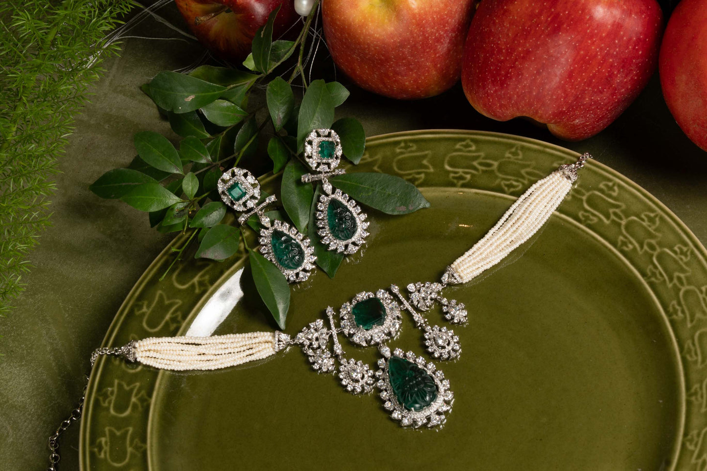Emerald Pearl Swarovski Set