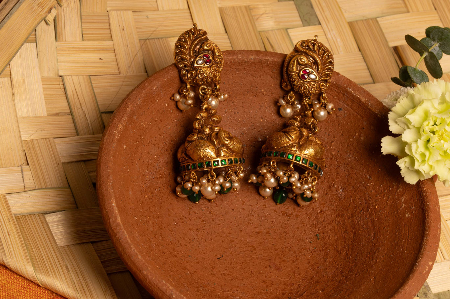 Peacock antique Jhumkas