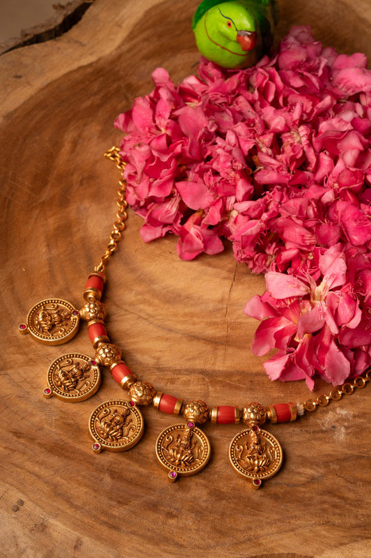 Antique Lakshmi Coral Necklace