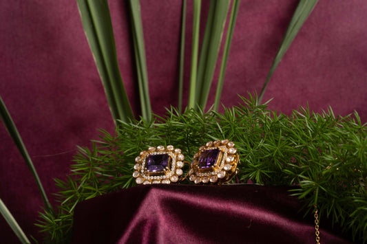 Amethyst Polki Studs