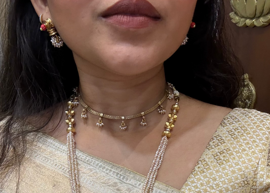 Mesh Chain with Pearl Hangings