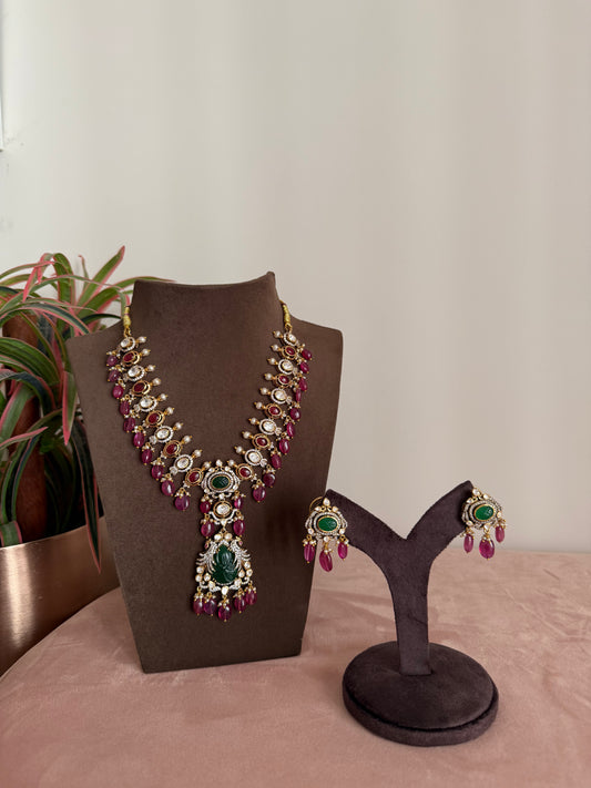 Ruby Drop Necklace Set with Emeralds Dollar