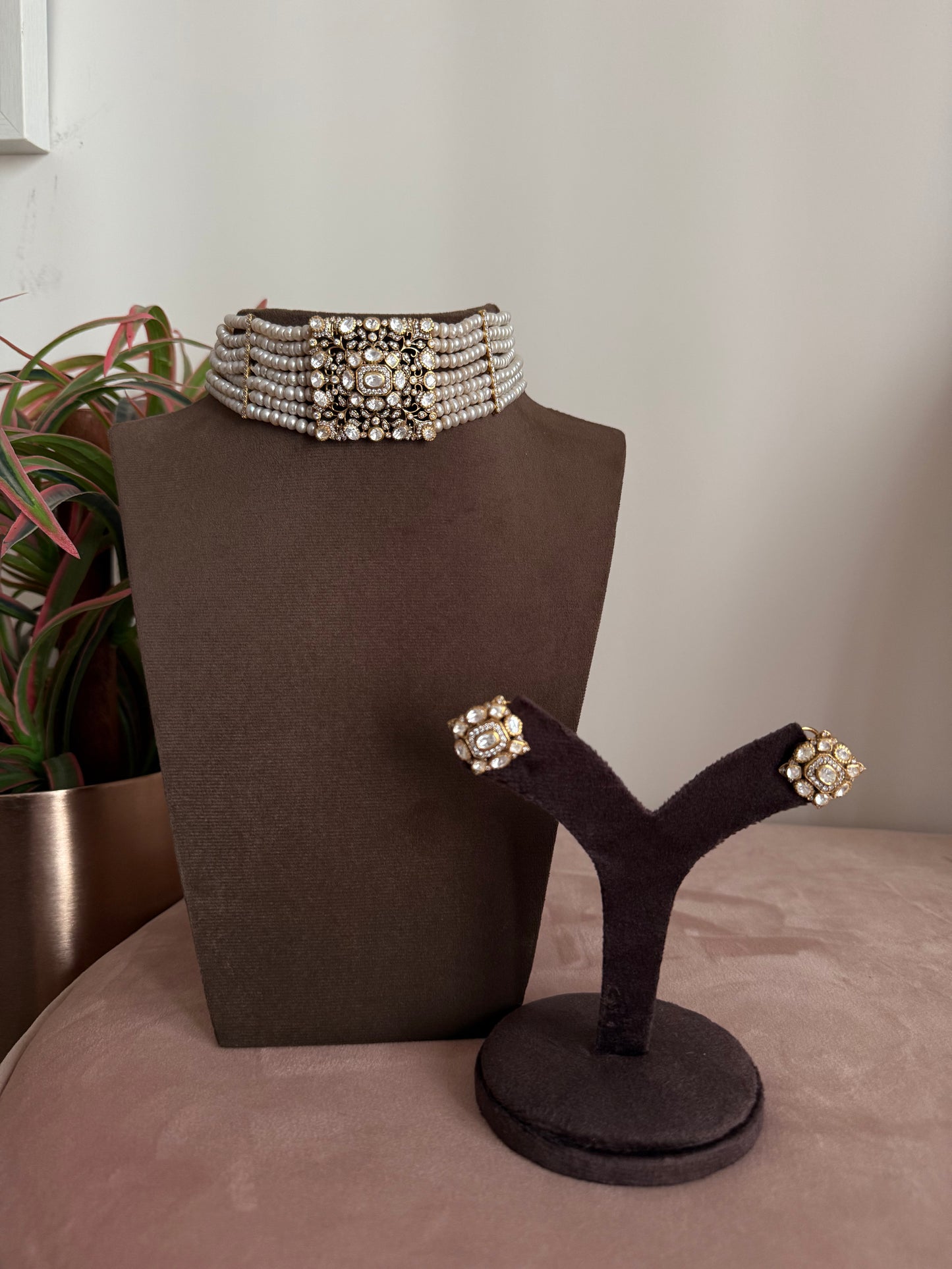 Moissanite Pearl Chocker
