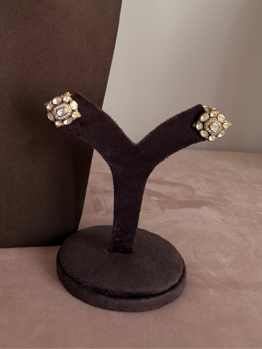 Square Shaped Victorian Moissanite Studs