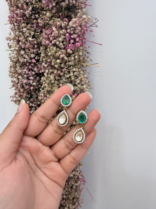 Polki Emeralds Studs