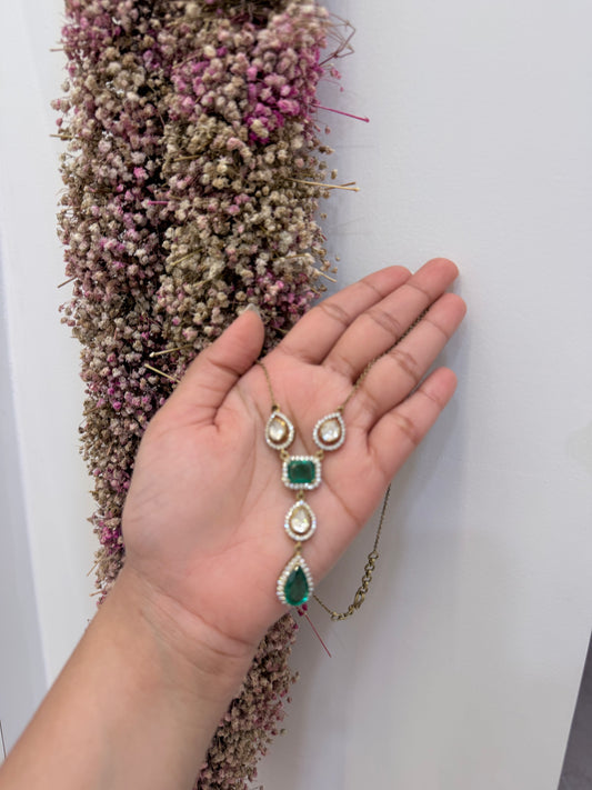 Polki Emerald Pendant Chain