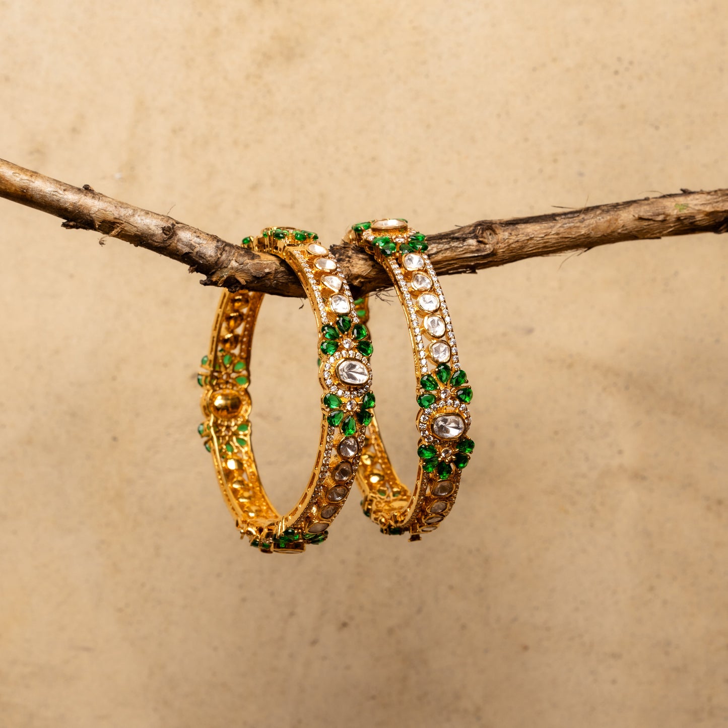 Polki Moissanite Bangles
