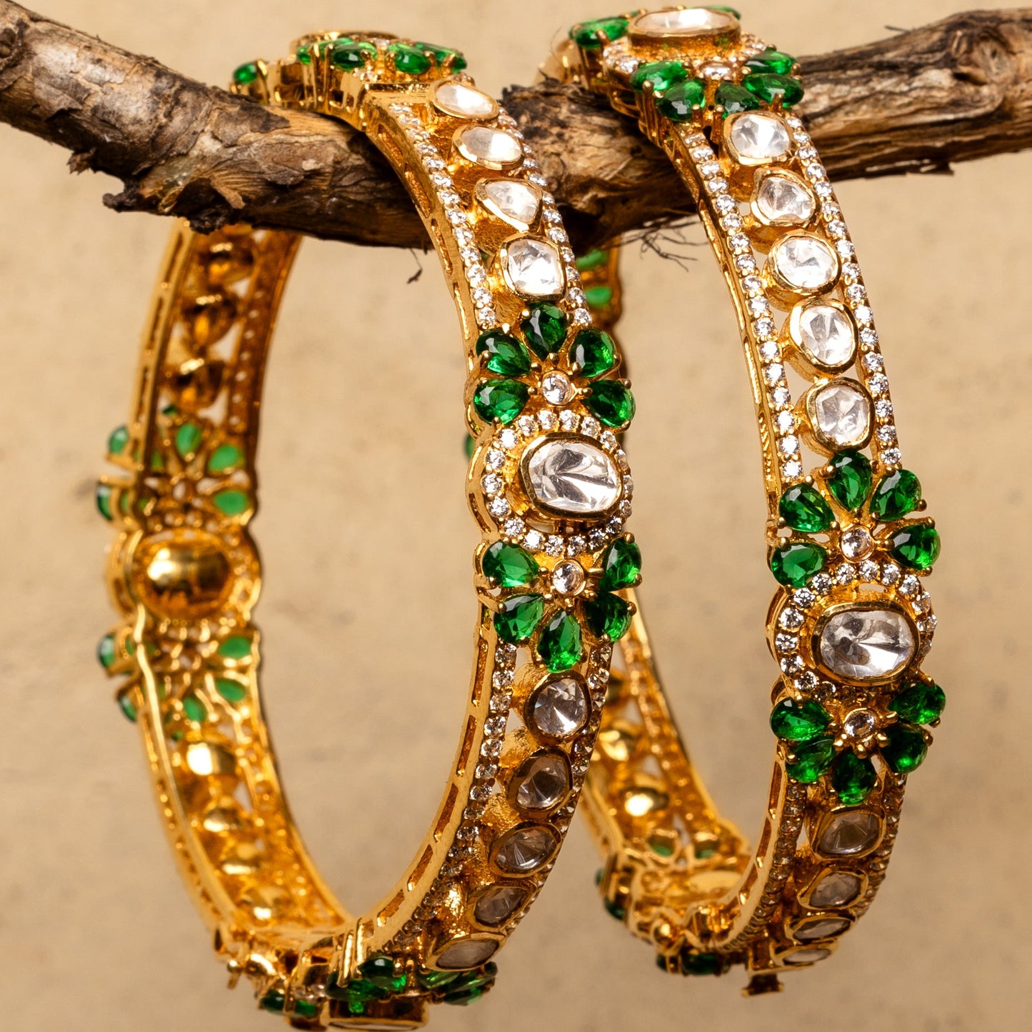 Polki Moissanite Bangles