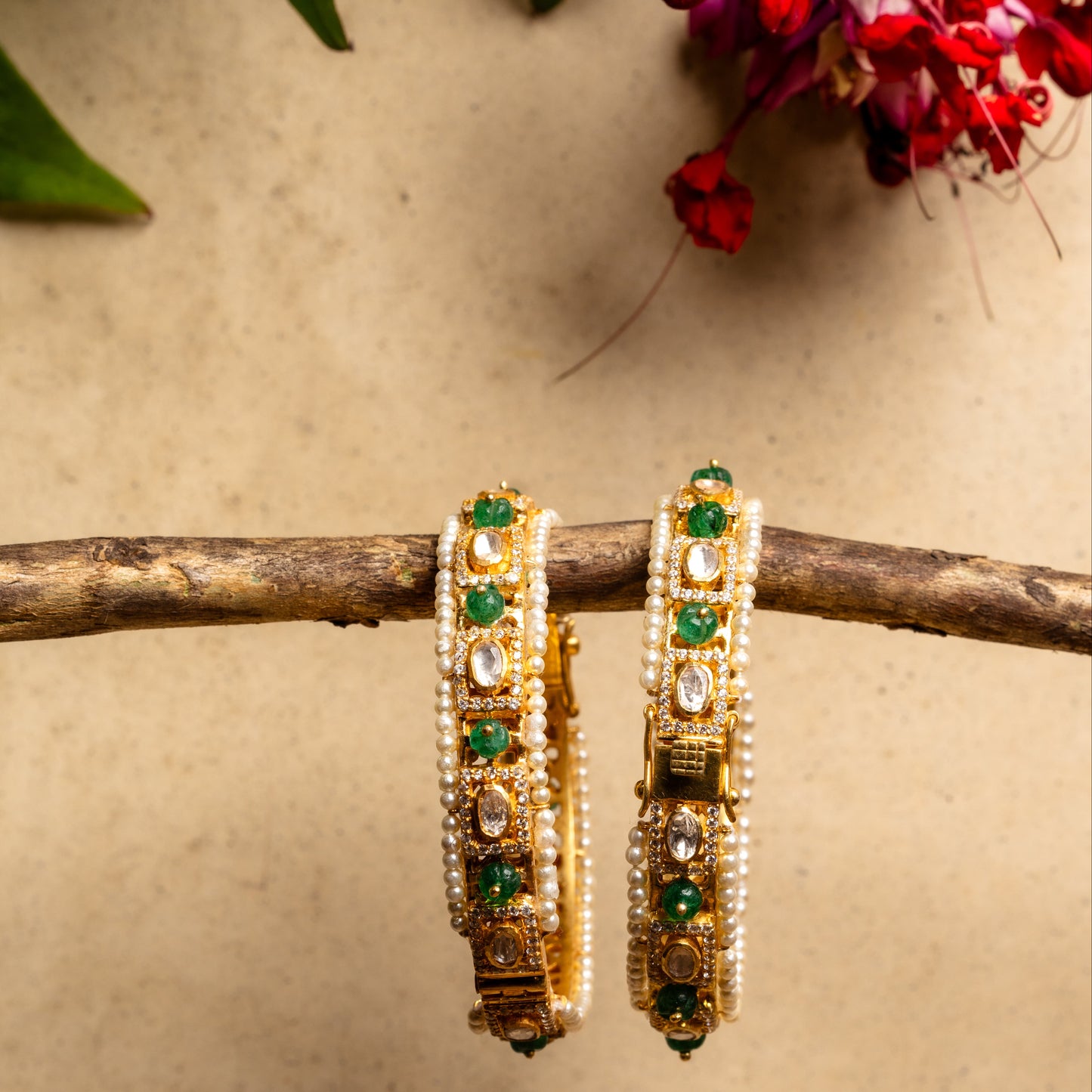 Polki Pearl Bangles