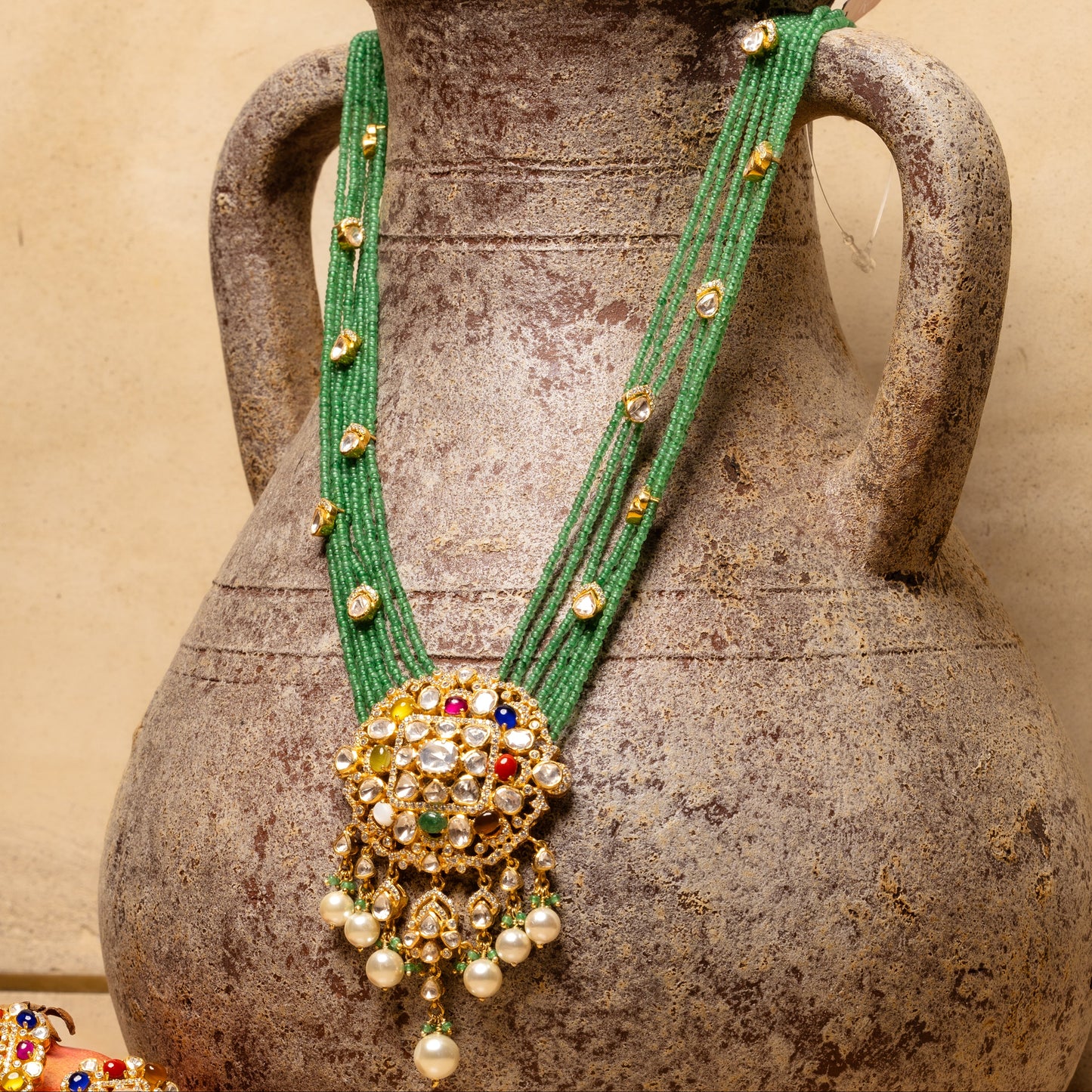 Polki Navaratna Necklace Set