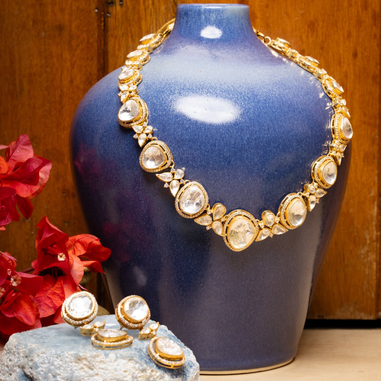 Polki Moissanite Necklace Set