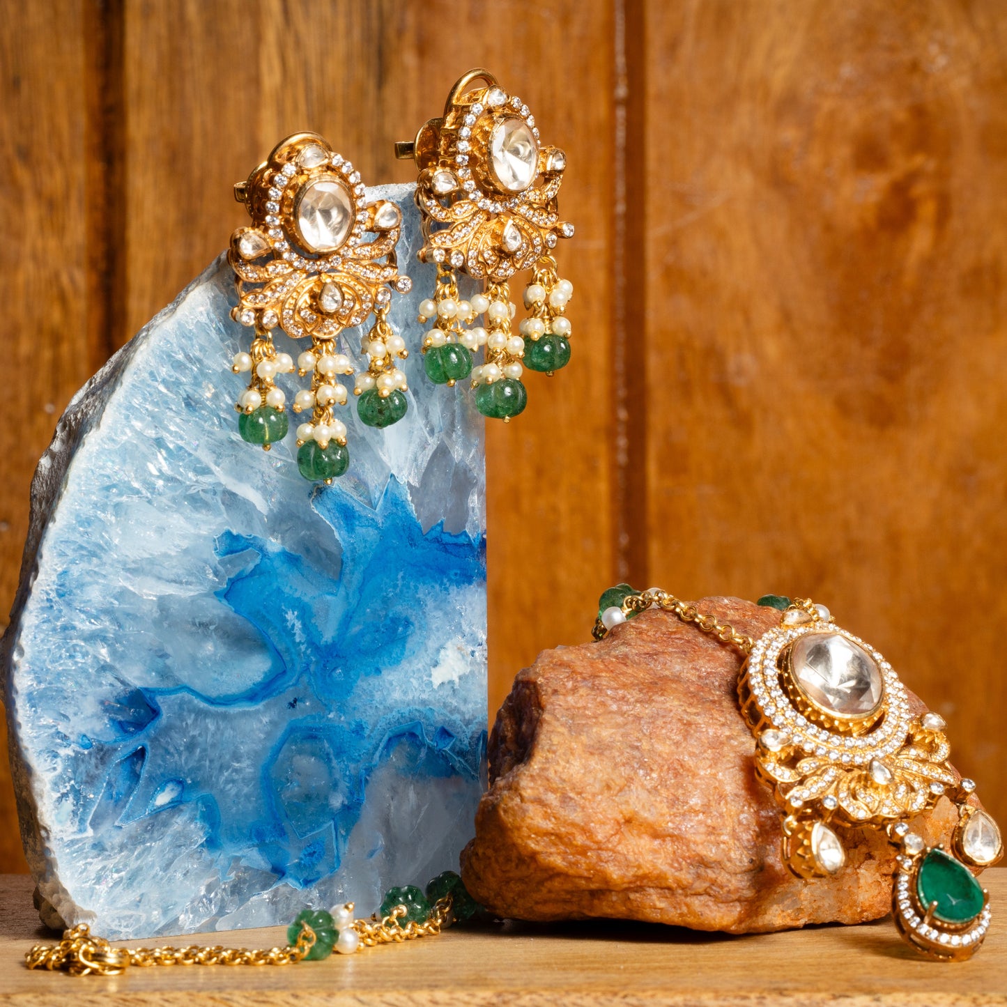 Polki Emerald Necklace Set