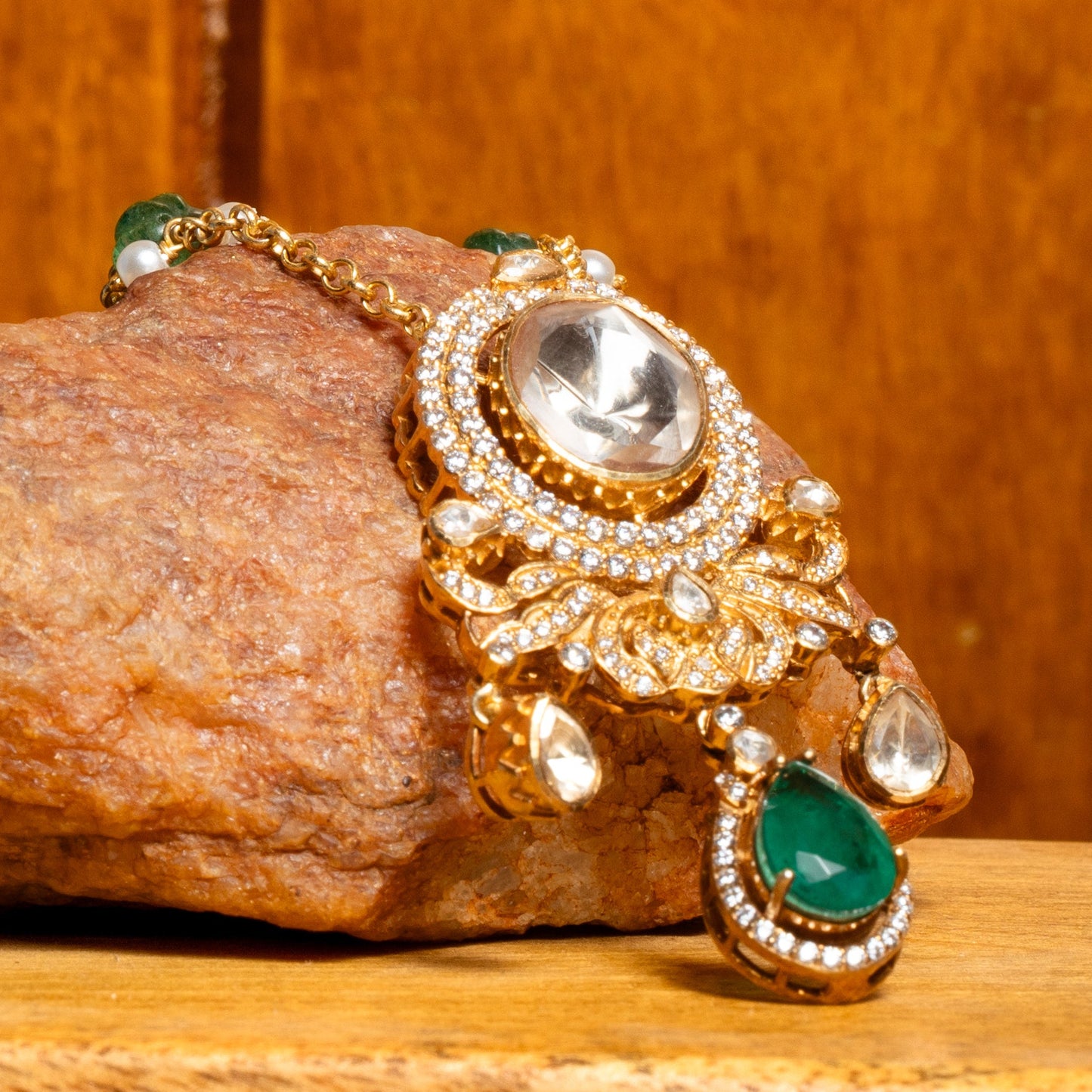 Polki Emerald Necklace Set