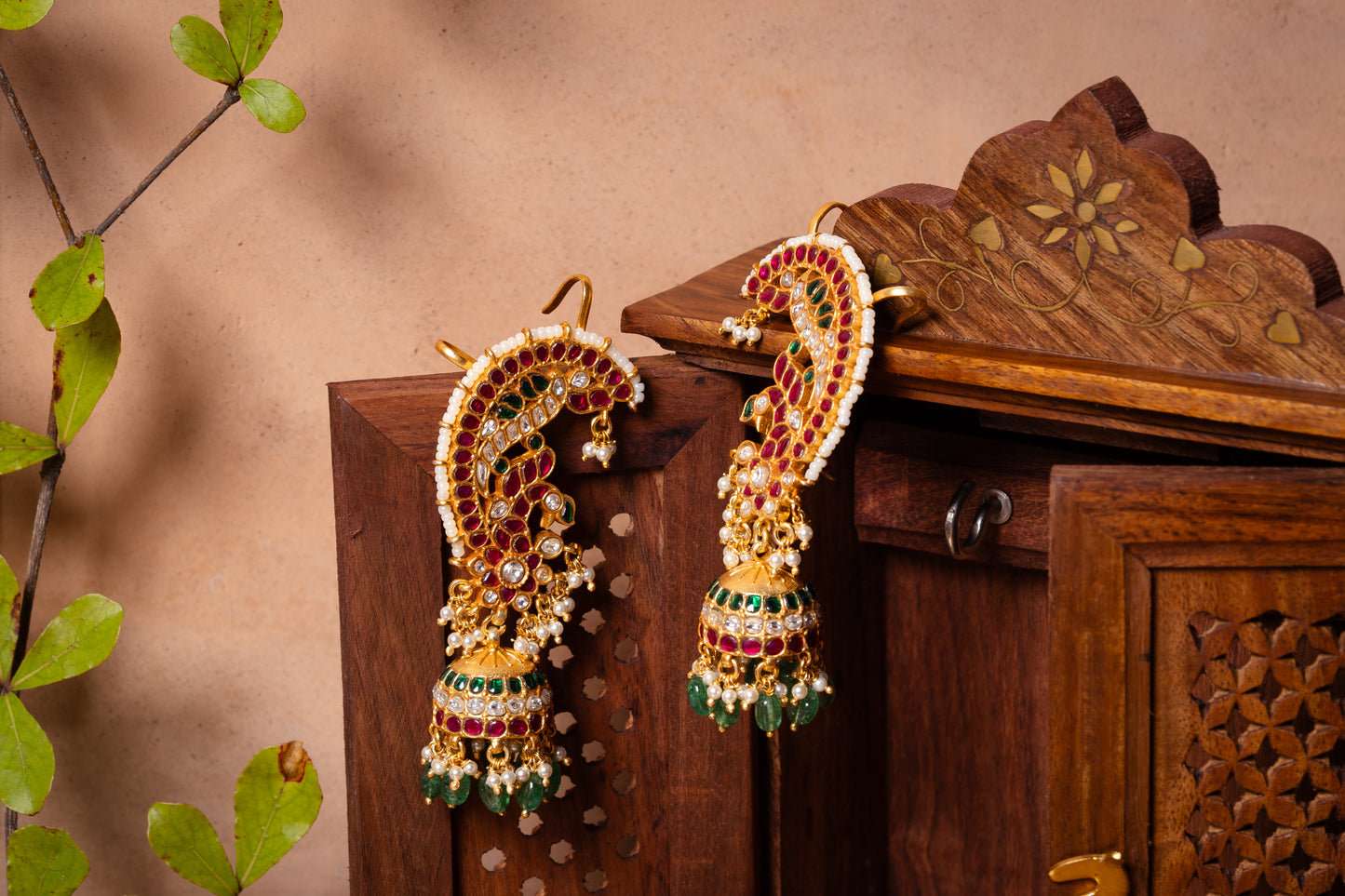Kundan Peacock Ear cuffs